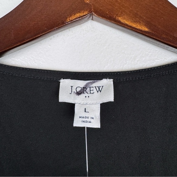 J. Crew Cap-Sleeve Stretch Cotton Blend Squareneck Tank Top Black Size L NWT - Picture 5 of 6